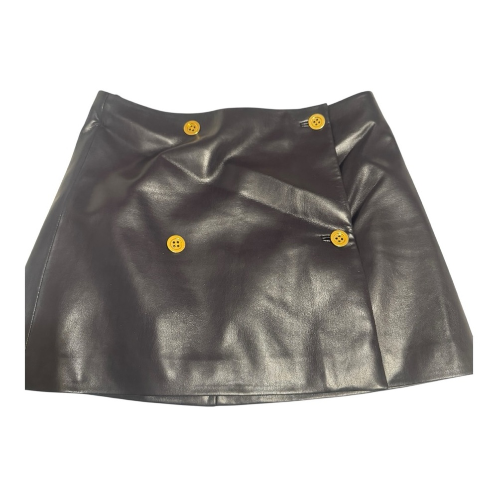 J.Crew Mini Wrap Faux Pantent Leather Navy Skirt, 6